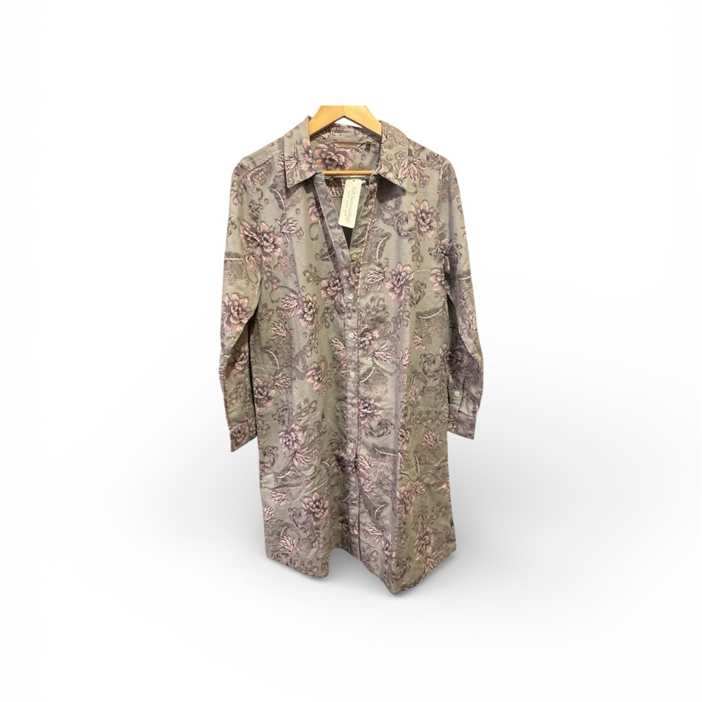 NEW! With Tag! Soft Surroundings Floral Pajama Top - Pink and Gray